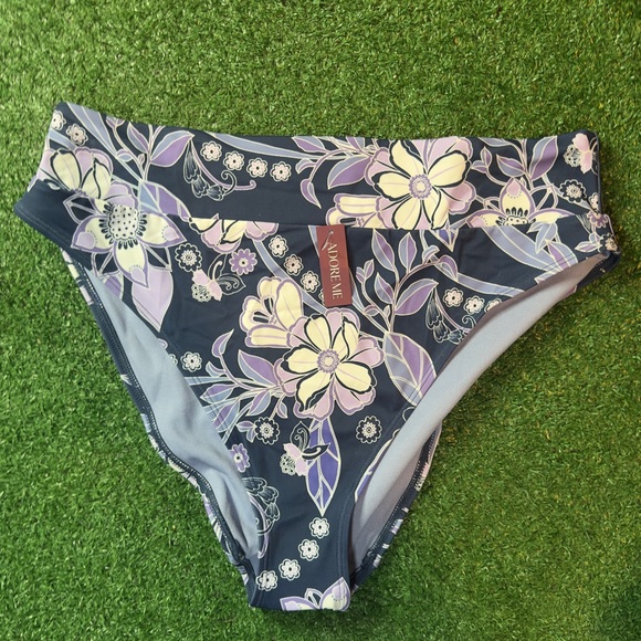 Adore Me Other - Adore Me Purple and Blue Floral Swim Bikini Bottoms
